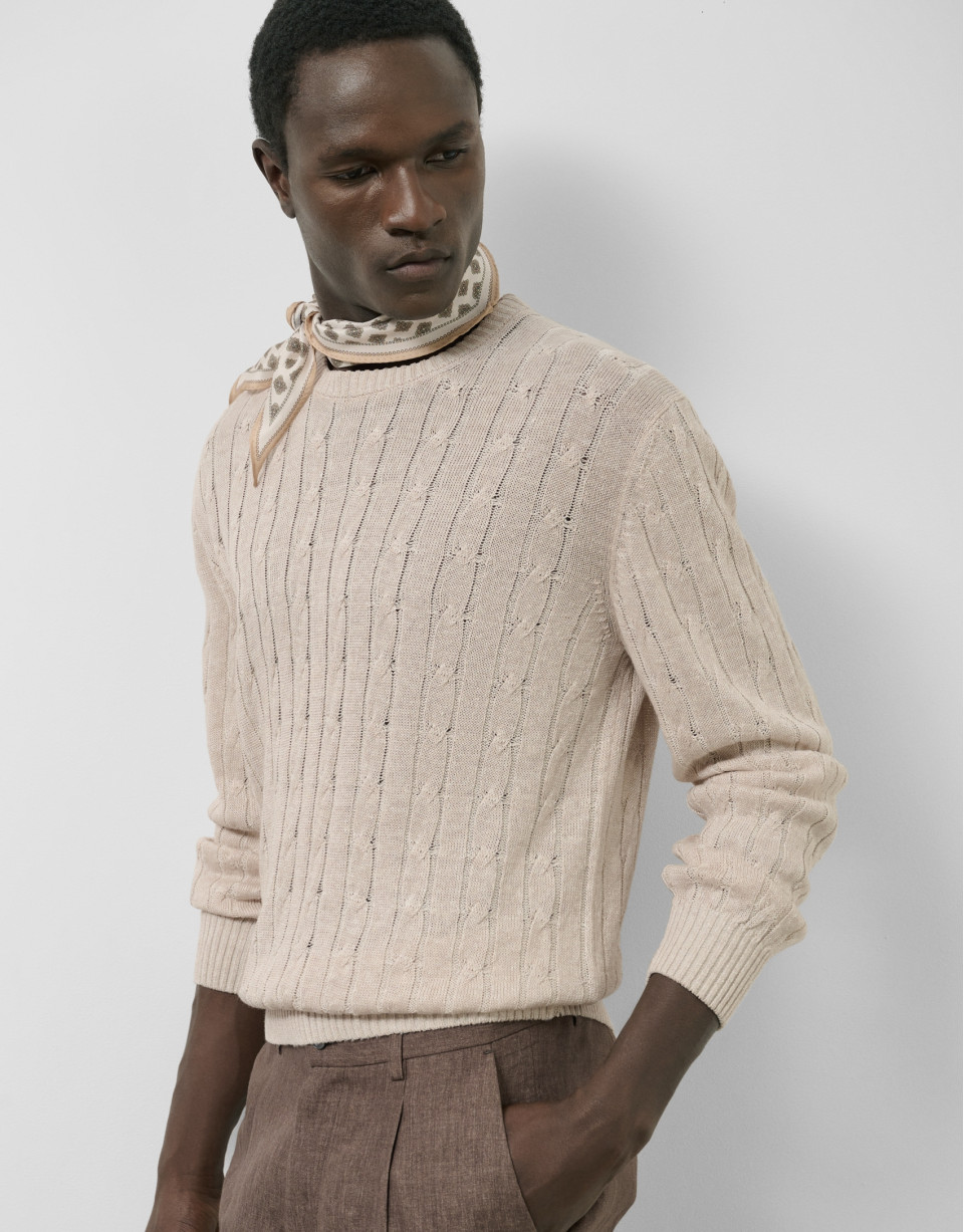 Jersey ochos punto algodón/lino beige - Hombre | Roberto Verino