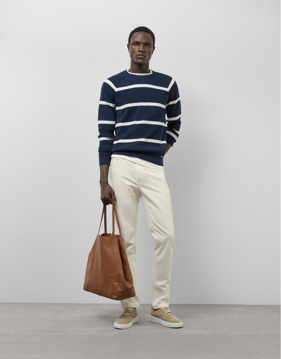 Navy/white striped sweater - Man - SS2025 | Roberto Verino