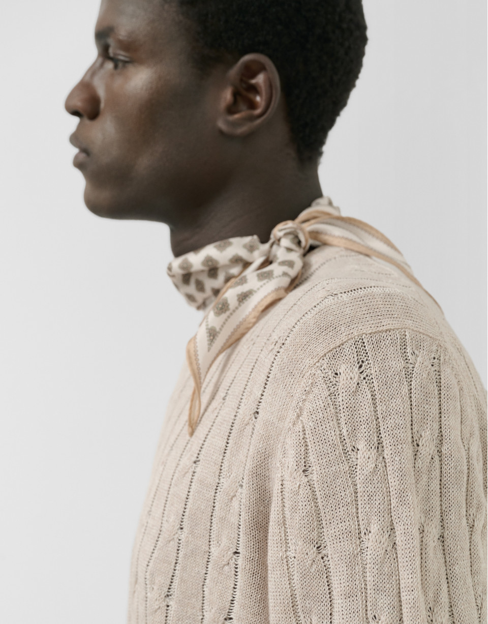 Jersey ochos punto algodón/lino beige - Hombre | Roberto Verino