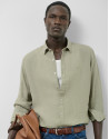Camisa sport regular lino verde caqui - Hombre | Roberto Verino