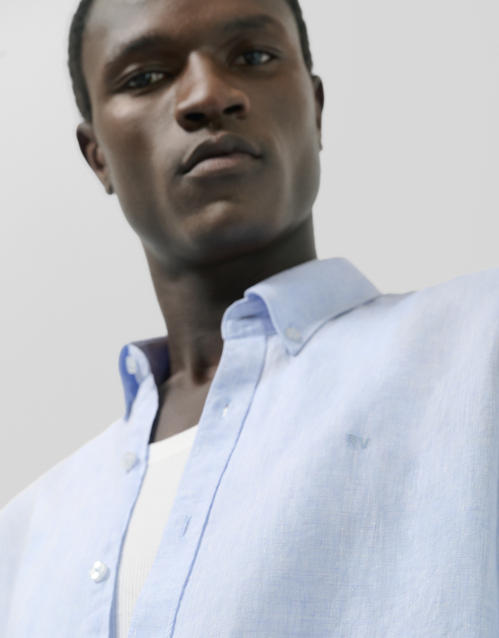 Camisa sport regular lino celeste - Hombre | Roberto Verino