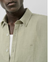 Regular khaki green linen sport shirt - Man | Roberto Verino