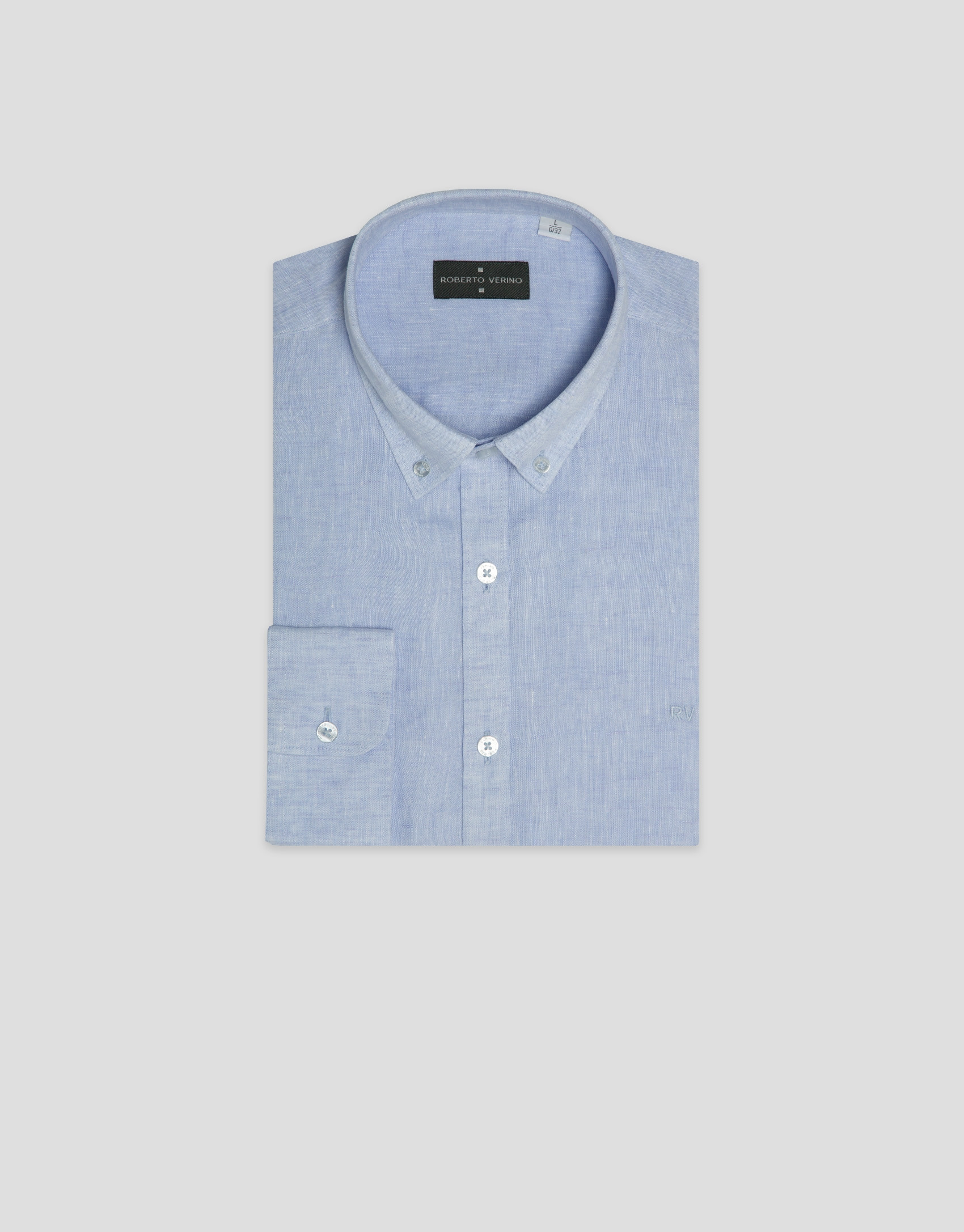 Regular light blue linen sport shirt - Man | Roberto Verino