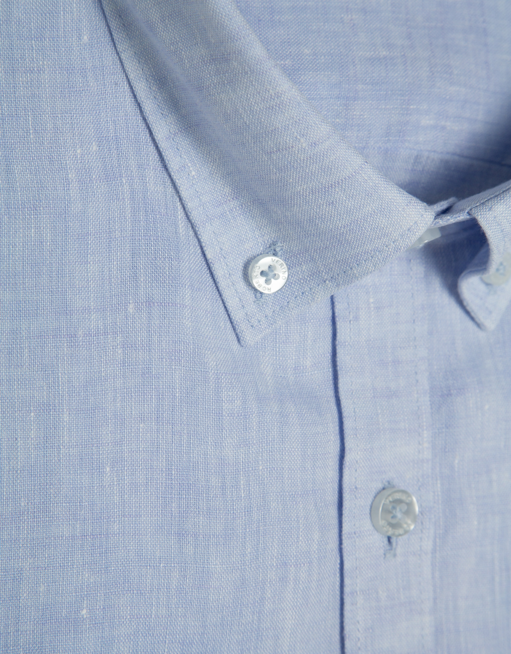Regular light blue linen sport shirt - Man | Roberto Verino