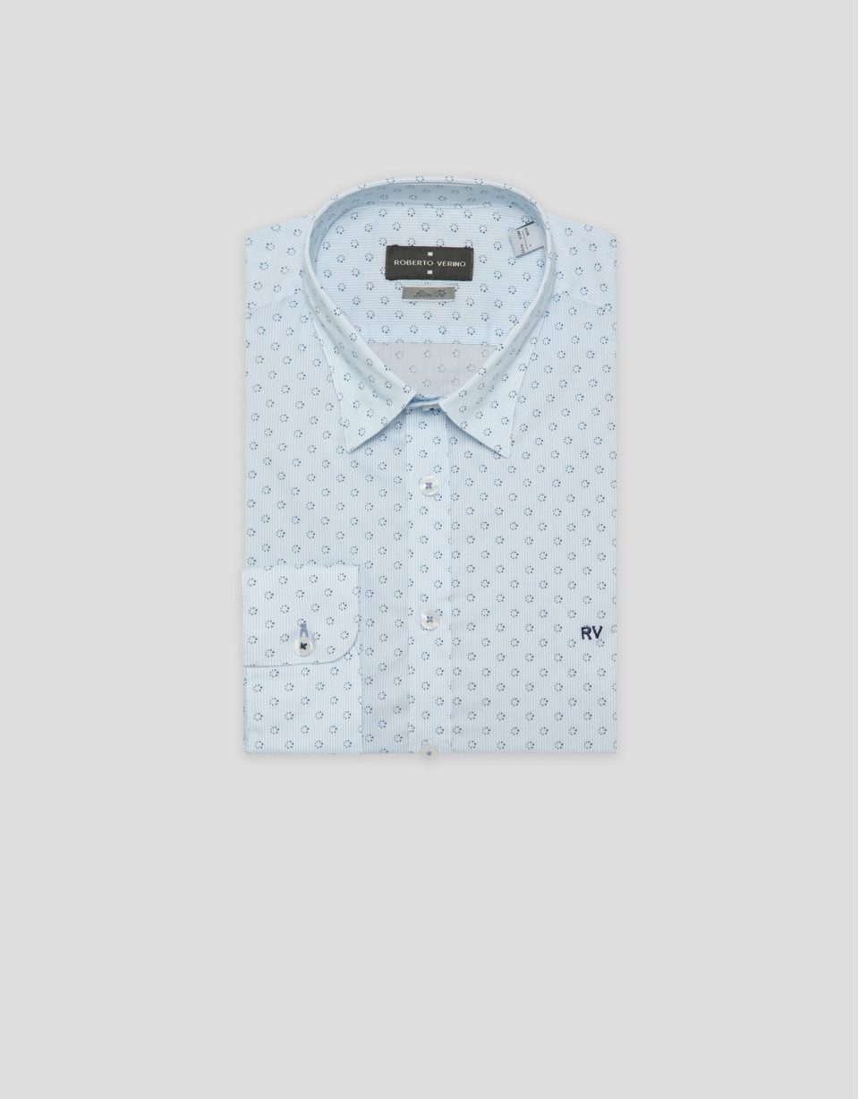 Camisa sport slim rayas y estampado marino | Roberto Verino