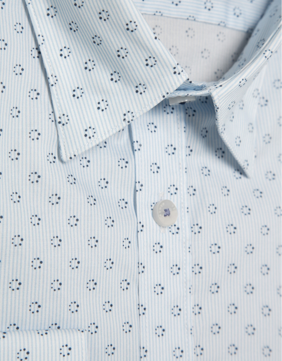 Camisa sport slim rayas y estampado marino | Roberto Verino
