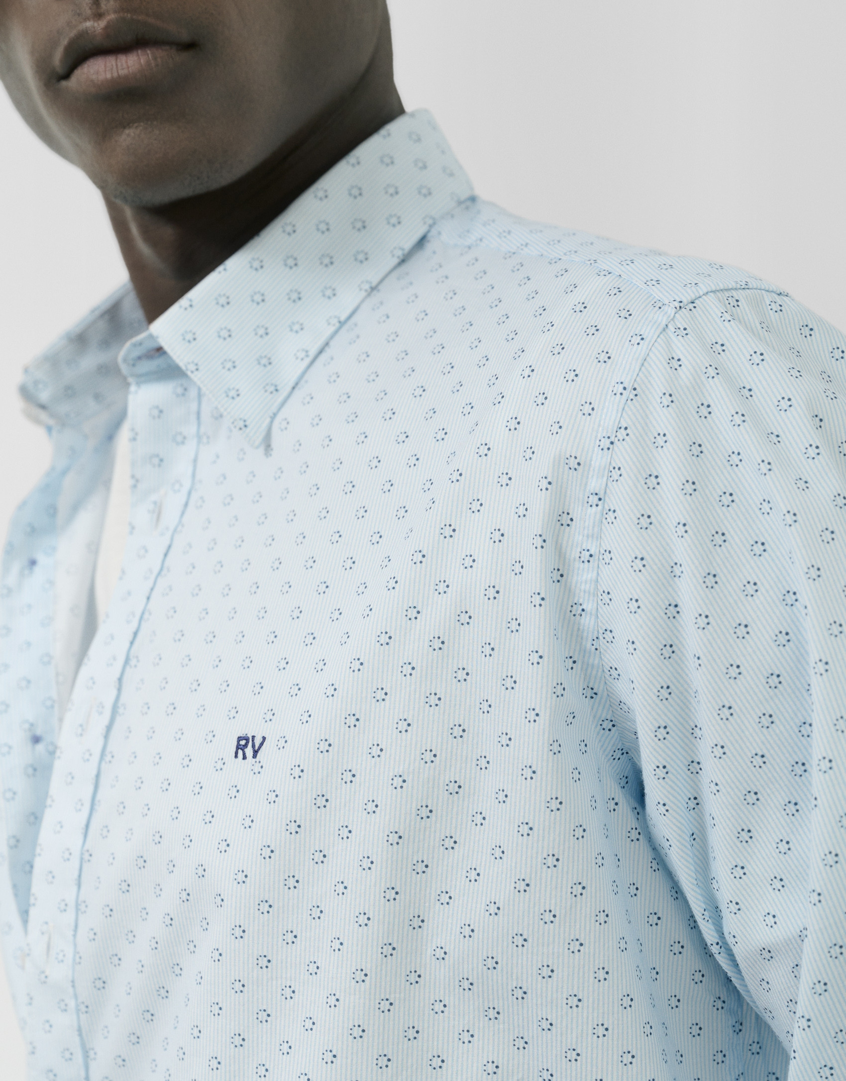 Slim striped and navy print sport shirt - Man | Roberto Verino