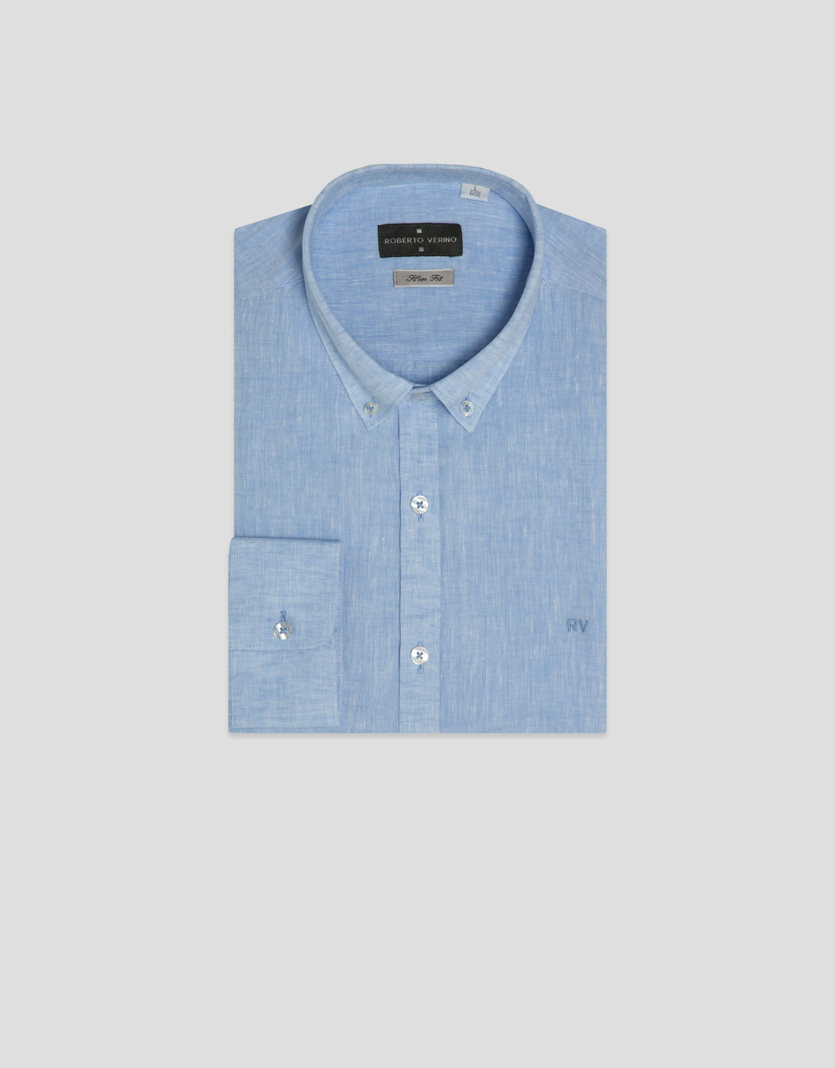 Slim light blue linen sport shirt - Man | Roberto Verino