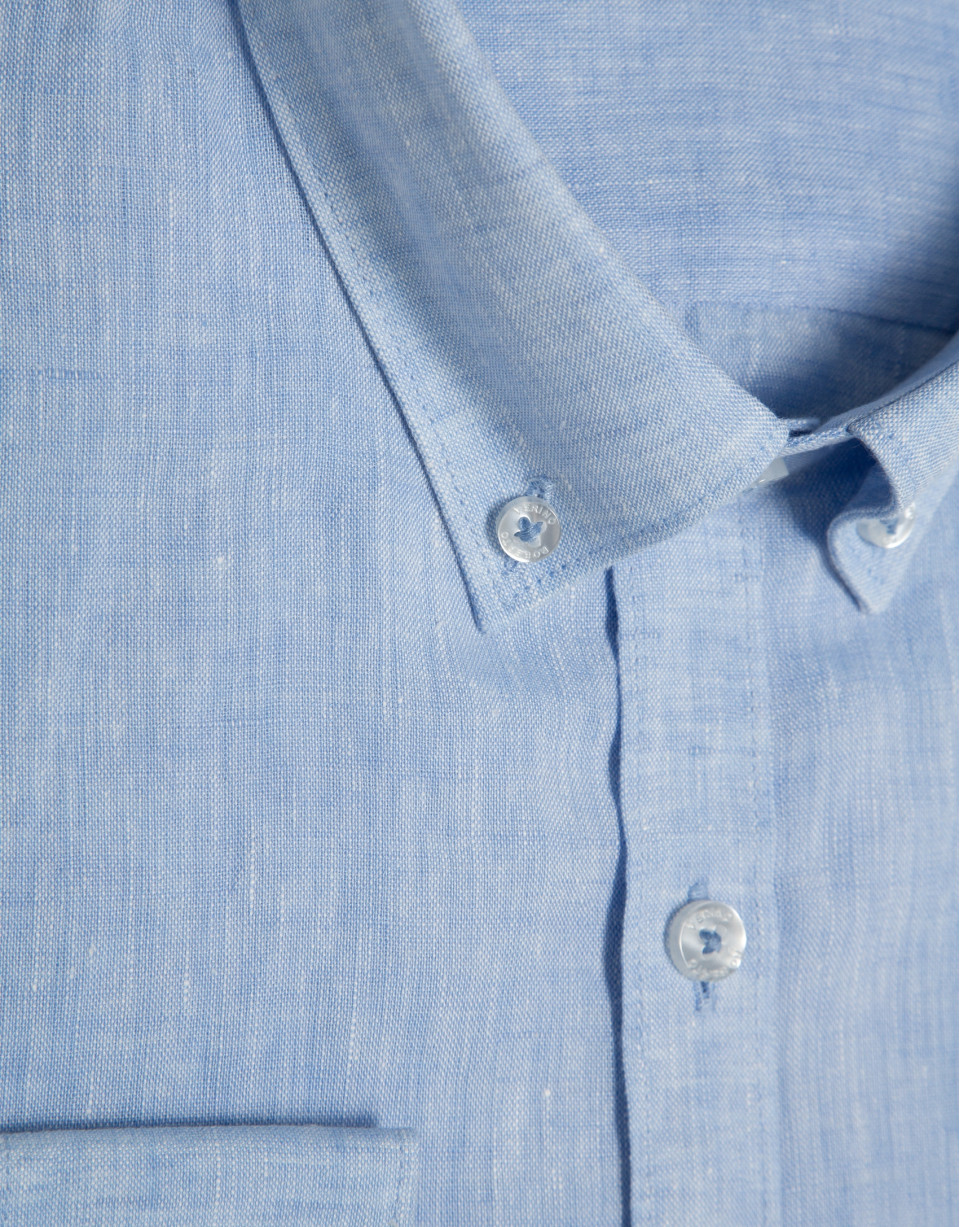 Camisa sport slim lino celeste - Hombre | Roberto Verino