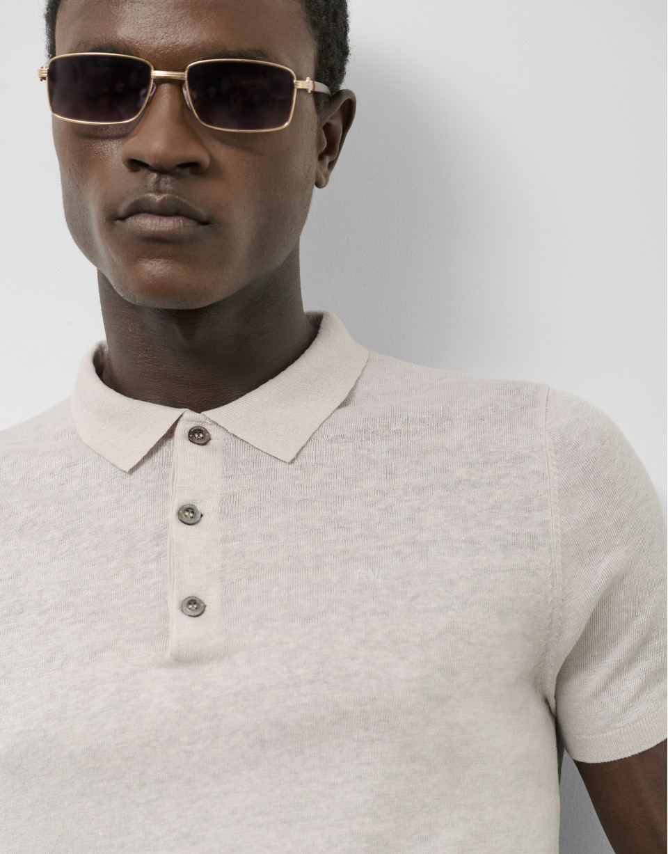 Polo tricotado lino beige - Hombre - PV2025 | Roberto Verino