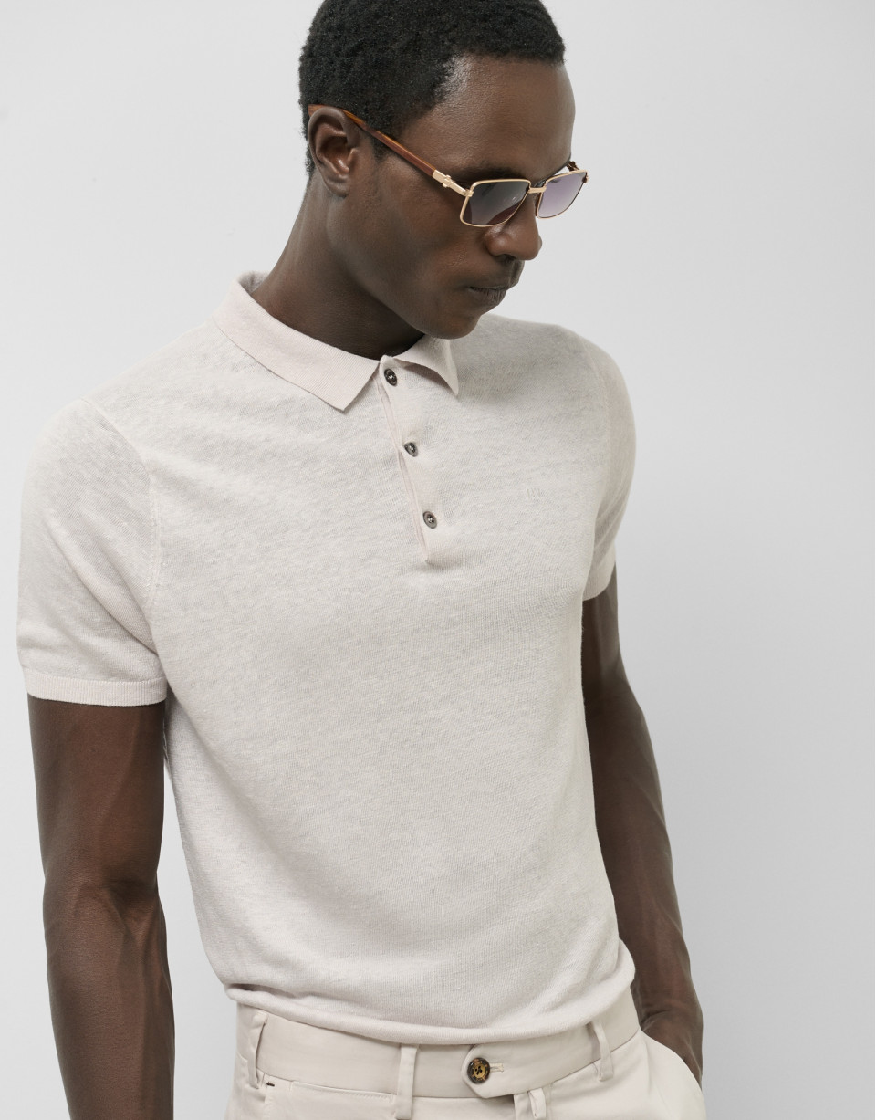 Polo tricotado lino beige - Hombre - PV2025 | Roberto Verino
