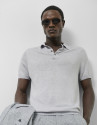Polo tricotado lino gris melange - Hombre | Roberto Verino