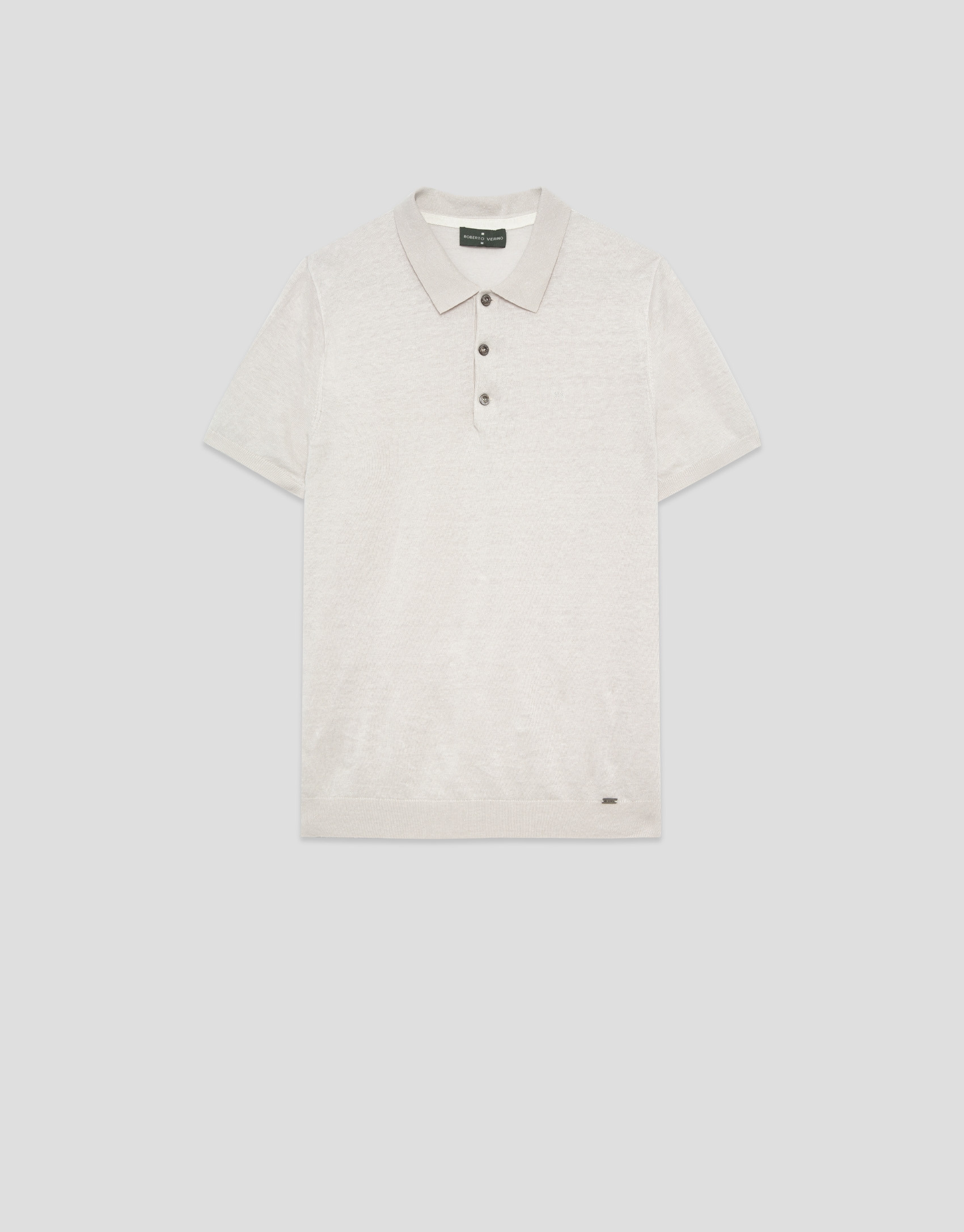 Beige linen knitted polo shirt - Man - SS2025 | Roberto Verino