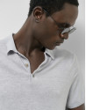 Polo tricotado lino gris melange - Hombre | Roberto Verino