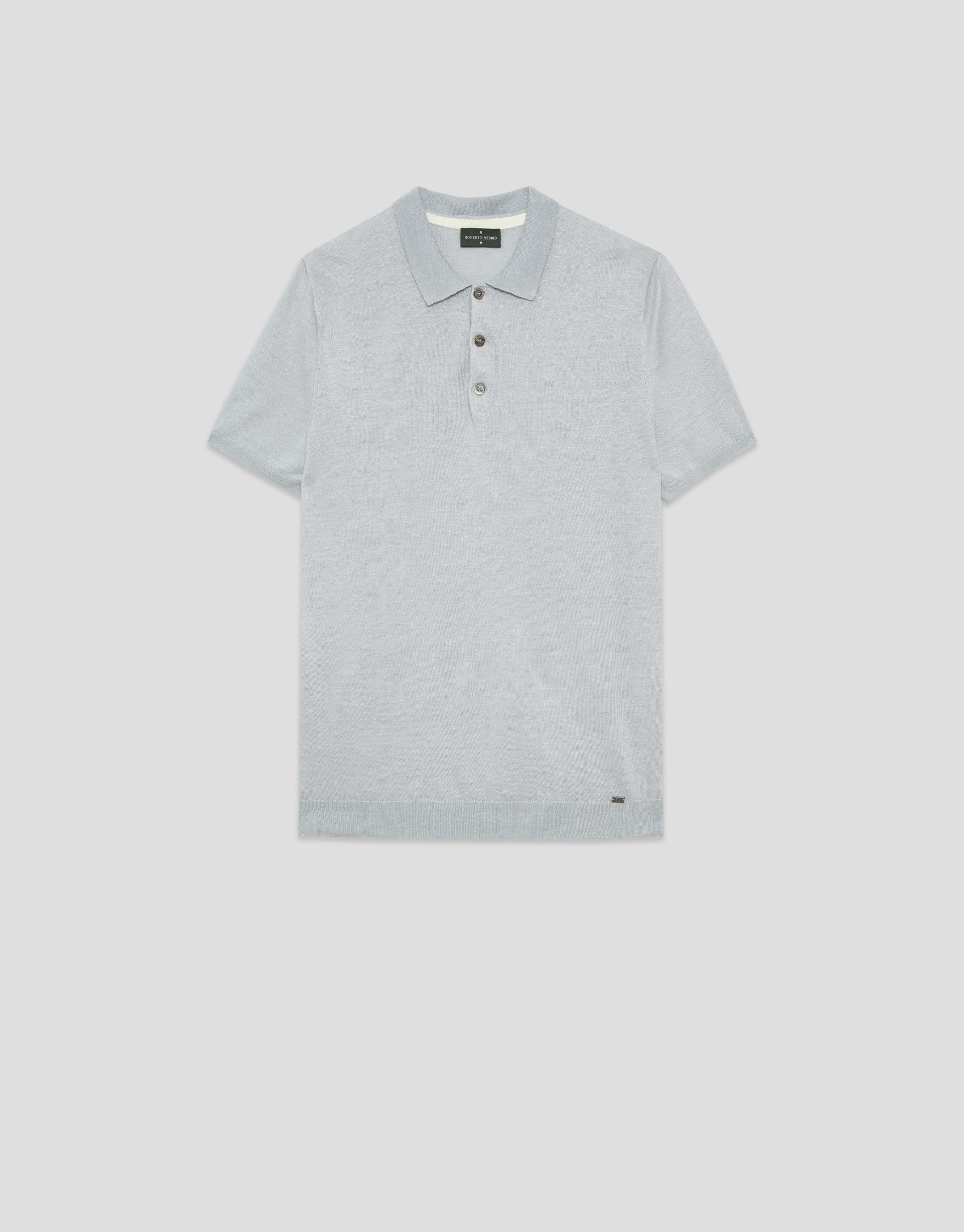 Polo tricotado lino gris melange - Hombre | Roberto Verino