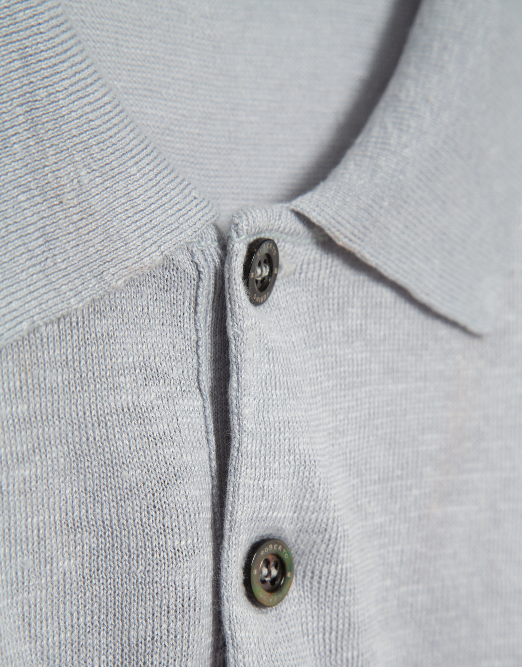 Gray melange linen knitted polo shirt - Man | Roberto Verino