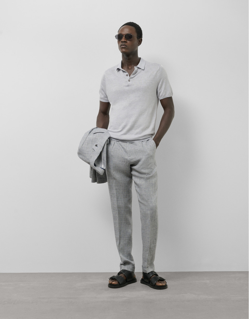 Polo tricotado lino gris melange - Hombre | Roberto Verino