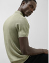 Light khaki green linen knitted polo shirt | Roberto Verino