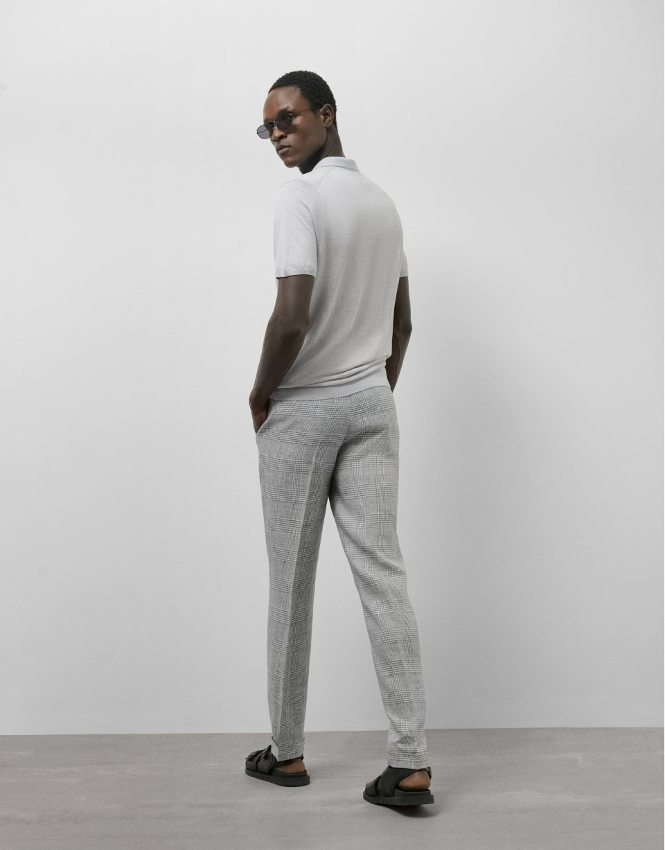 Gray melange linen knitted polo shirt - Man | Roberto Verino
