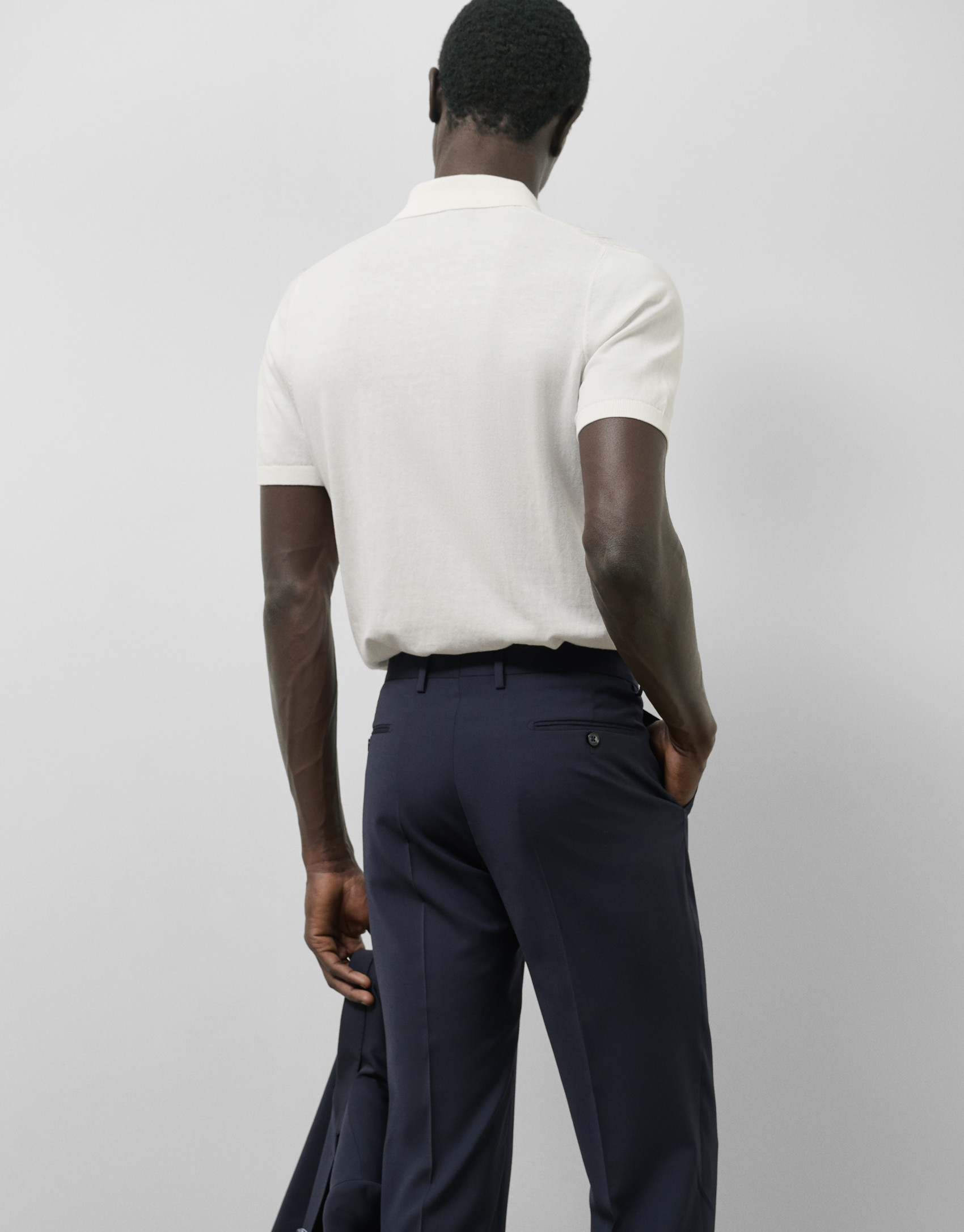 Structured white knitted polo shirt - Man | Roberto Verino