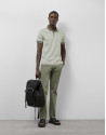 Polo jacquard geométrico caqui y blanco | Roberto Verino