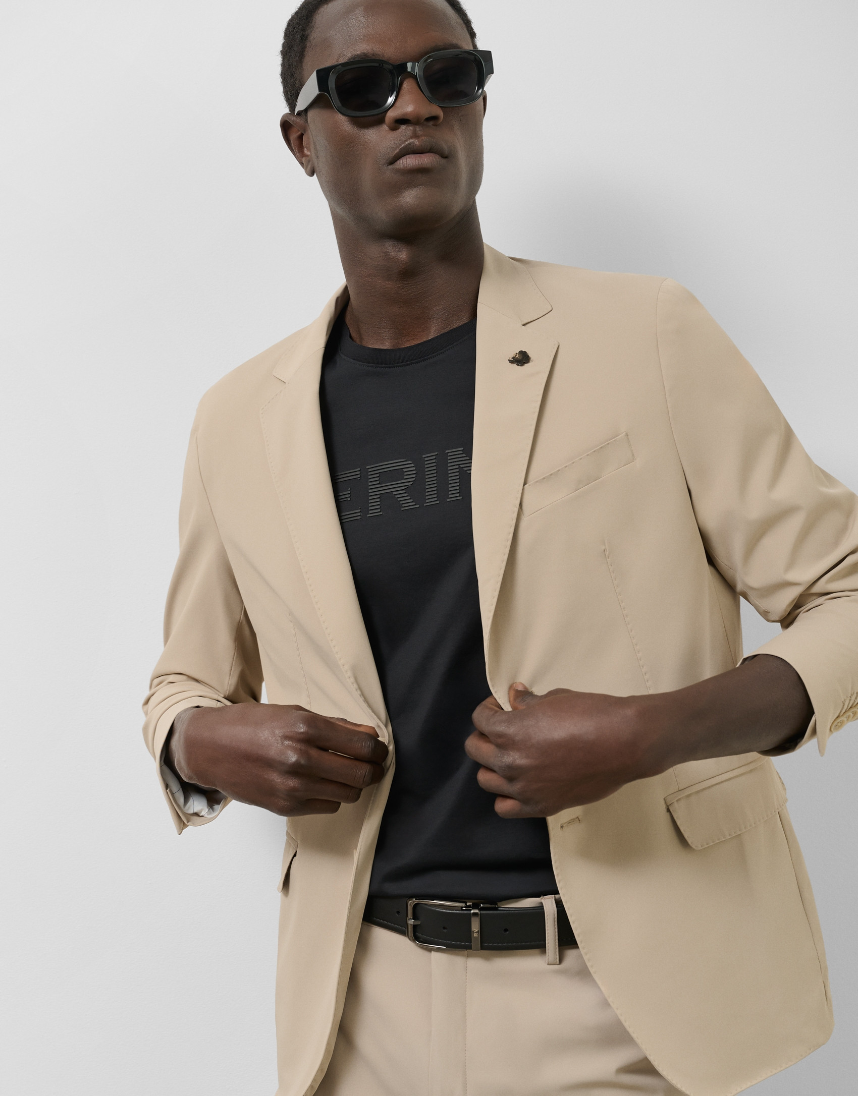 Mink-colored technical fabric jacket - Man | Roberto Verino