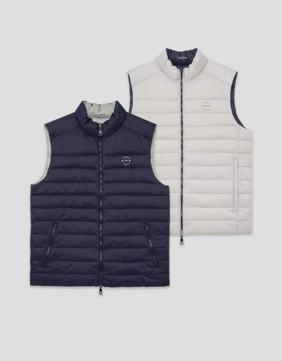 Navy and gray reversible vest - Man - SS2025 | Roberto Verino