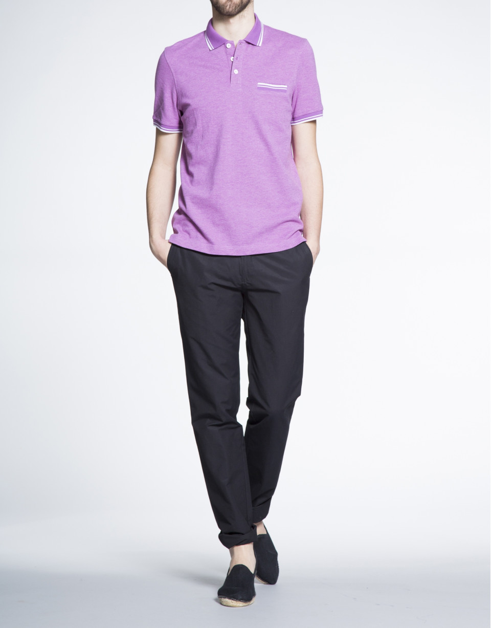 Polo morado piqué melange