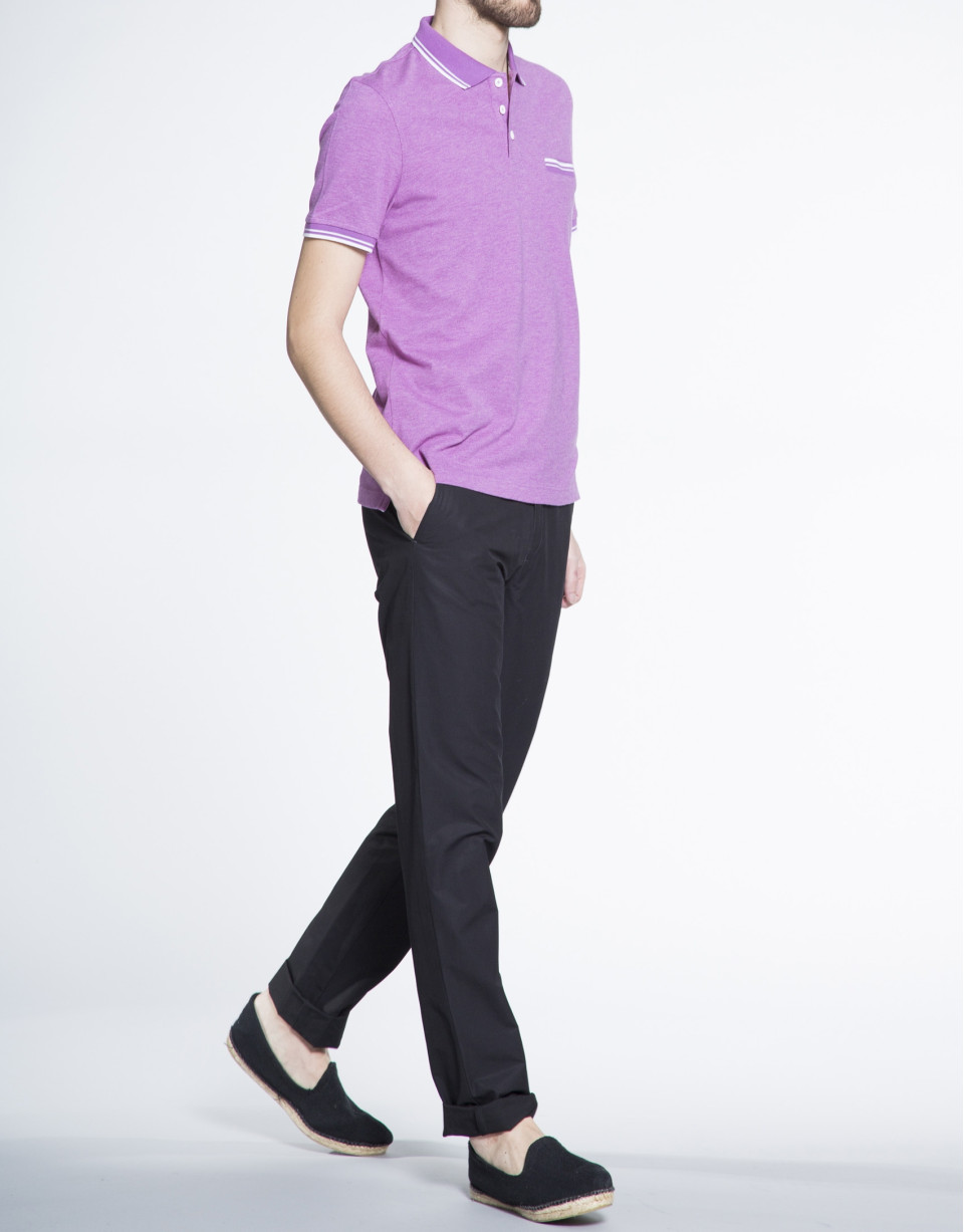 Polo morado piqué melange