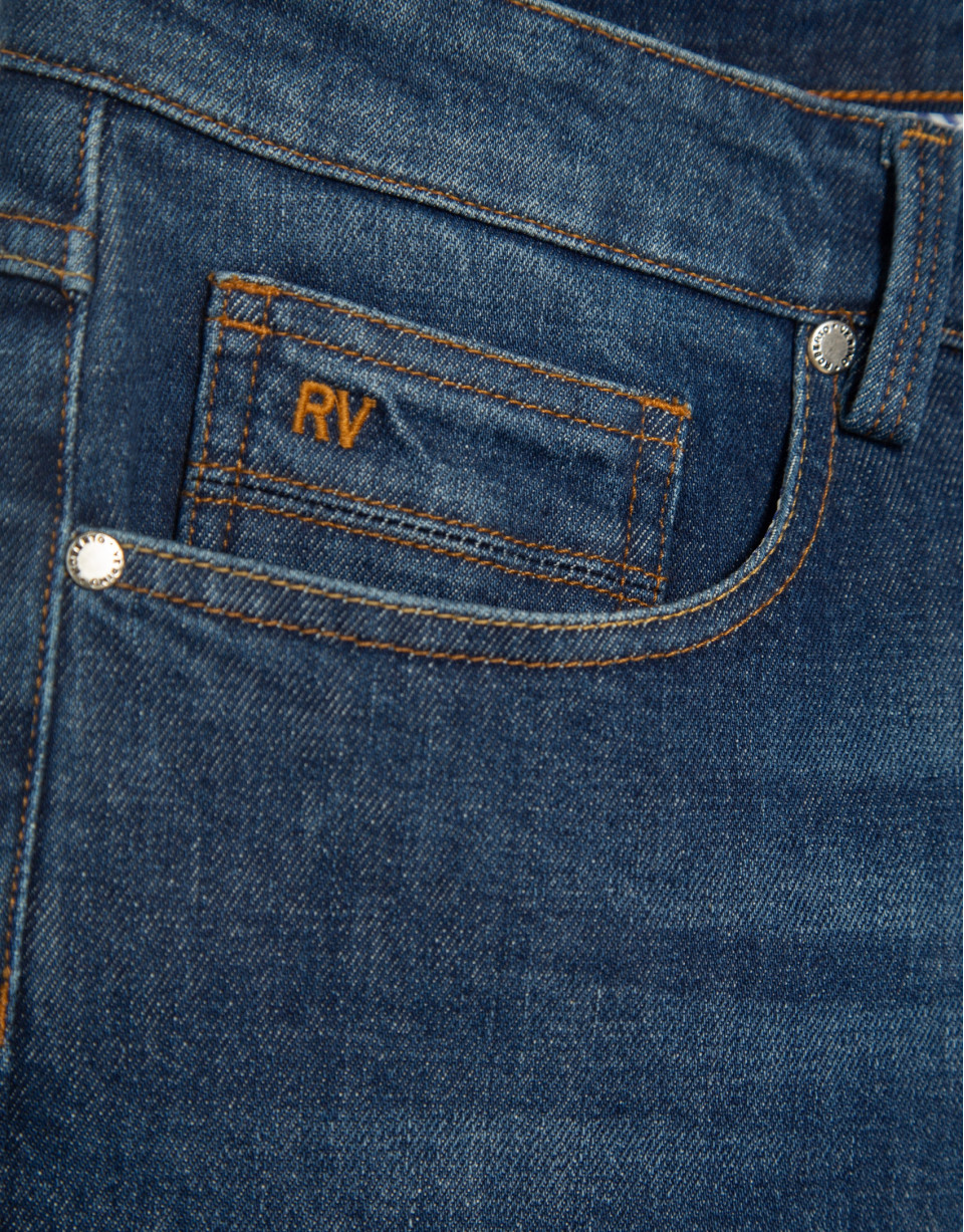 Blue stone-washed denim jeans - Mid Season | Roberto Verino