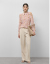 Beige straight crepe pants with darts - Woman | Roberto Verino