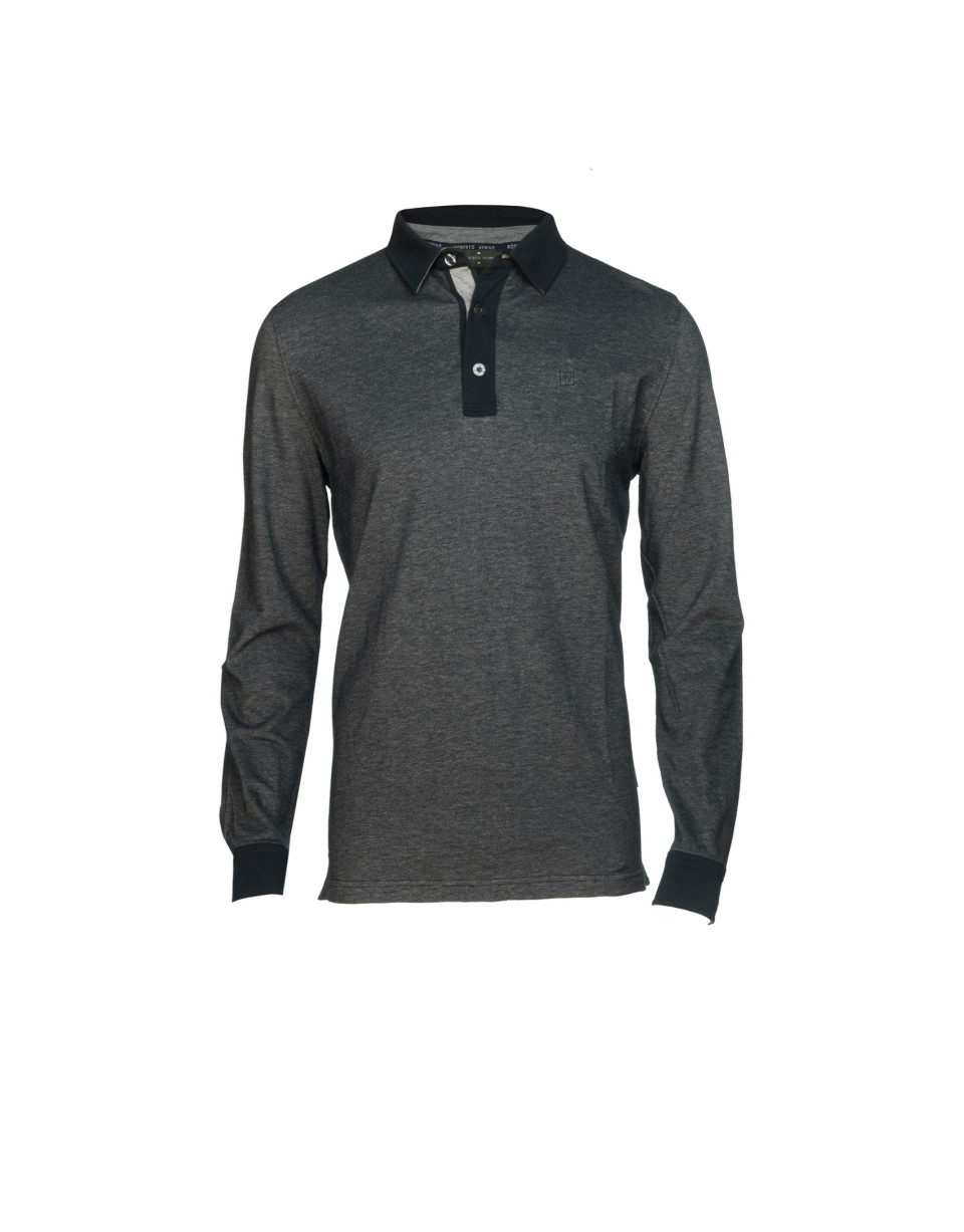 Two tone blue piqué polo shirt