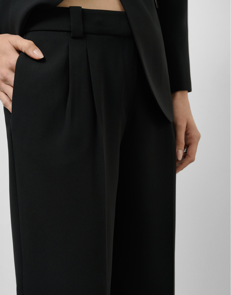 Pantalón recto pinzas crepé negro - Mujer | Roberto Verino