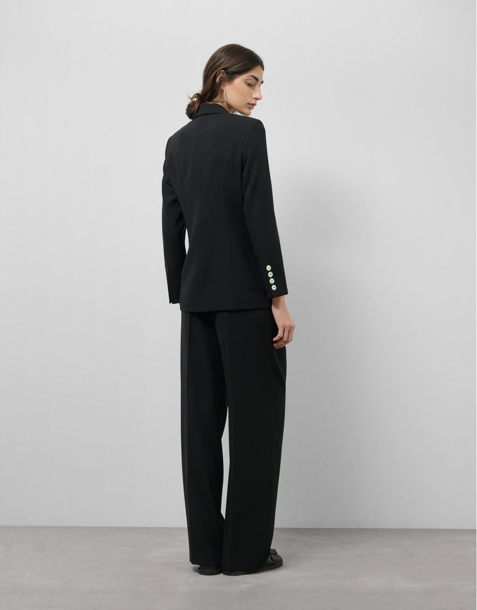 Pantalón recto pinzas crepé negro - Mujer | Roberto Verino