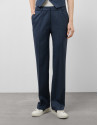 Pantalón recto lana fresca cuadro gales azul... | Roberto Verino