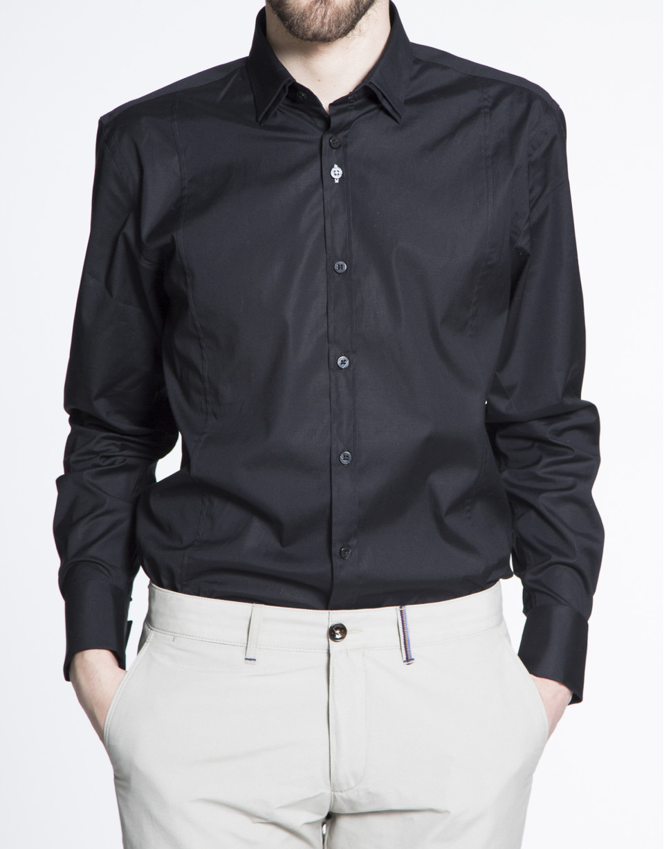 Camisa negra vestir lisa