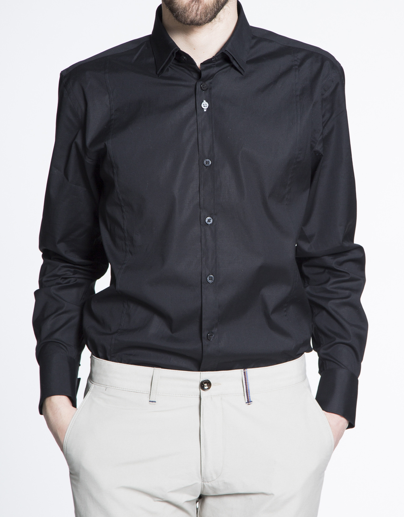 Camisa negra vestir lisa