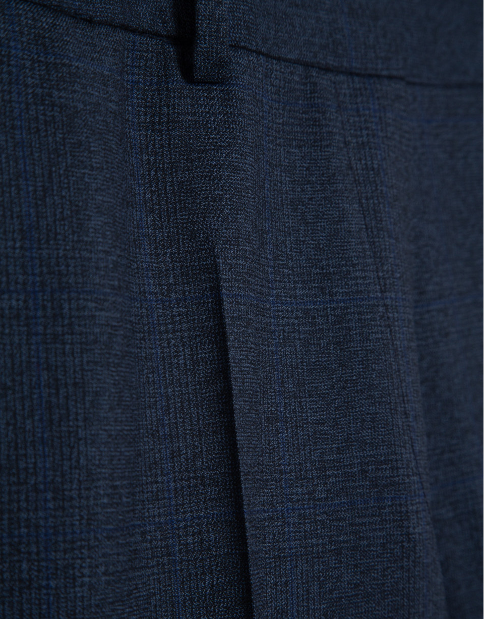 Pantalón recto lana fresca cuadro gales azul... | Roberto Verino