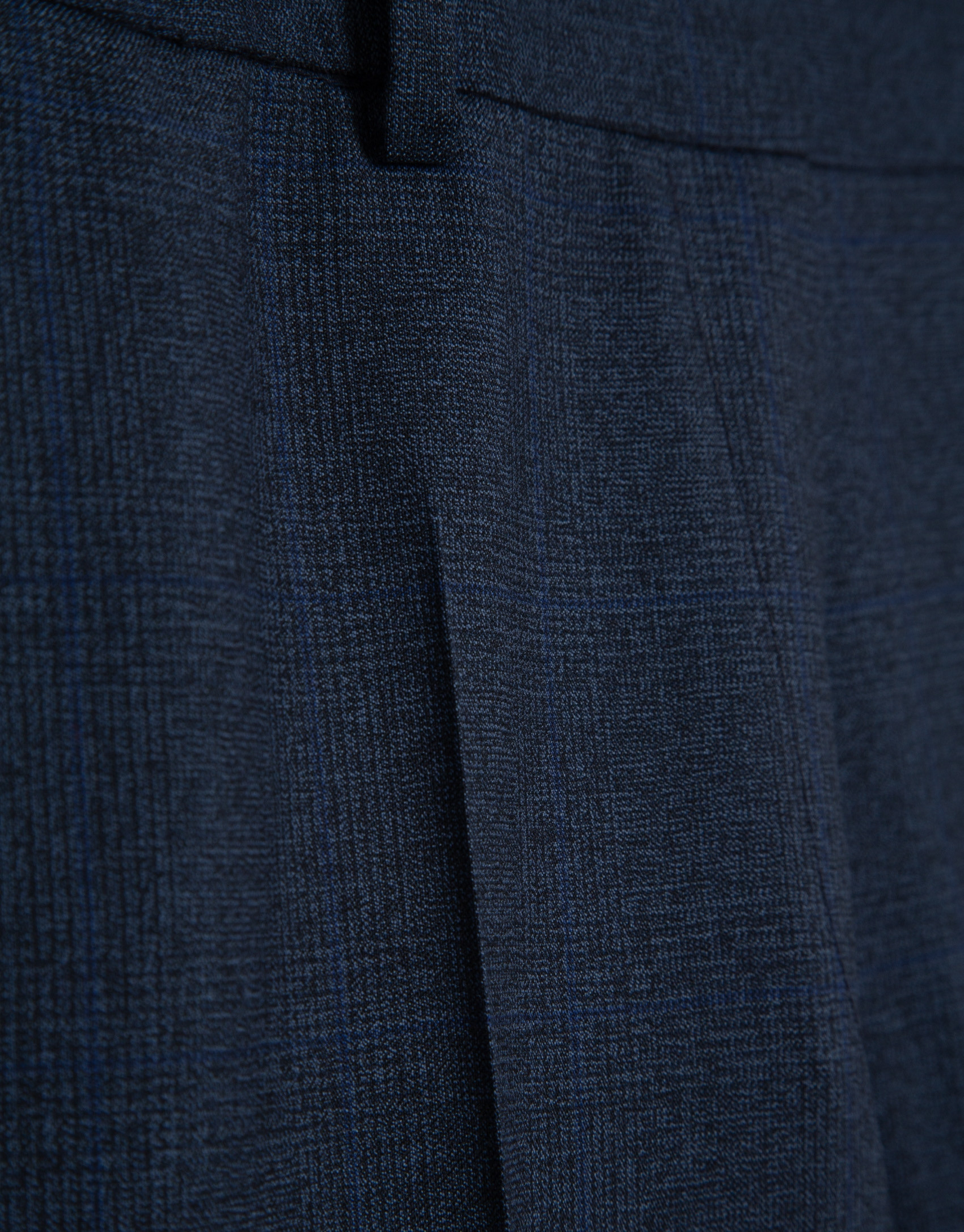 Pantalón recto lana fresca cuadro gales azul... | Roberto Verino