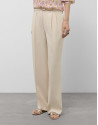 Pantalón recto pinzas crepé beige - Mujer | Roberto Verino