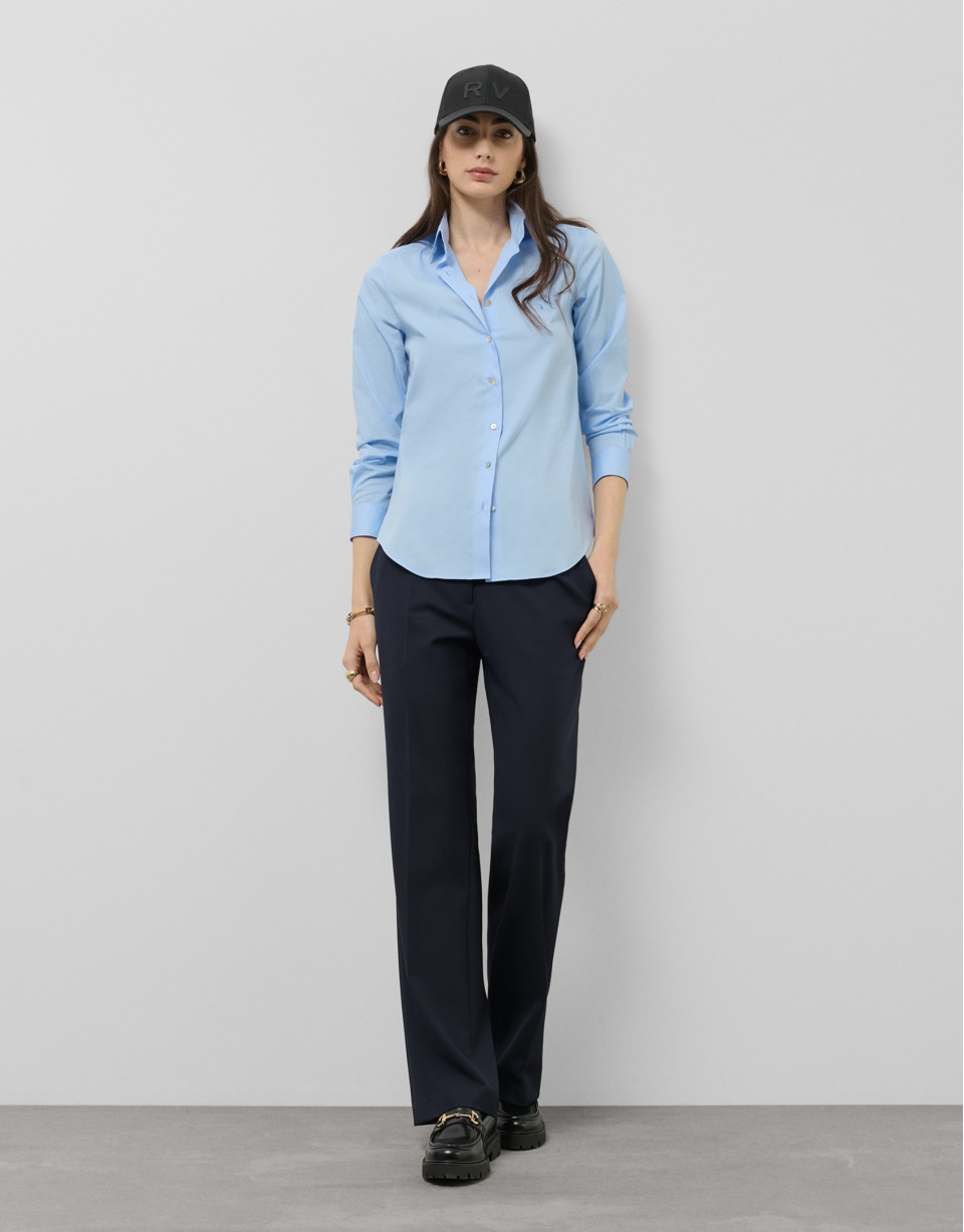 Night blue straight trousers - Woman - SS2025 | Roberto Verino
