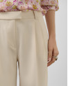 Beige straight crepe pants with darts - Woman | Roberto Verino