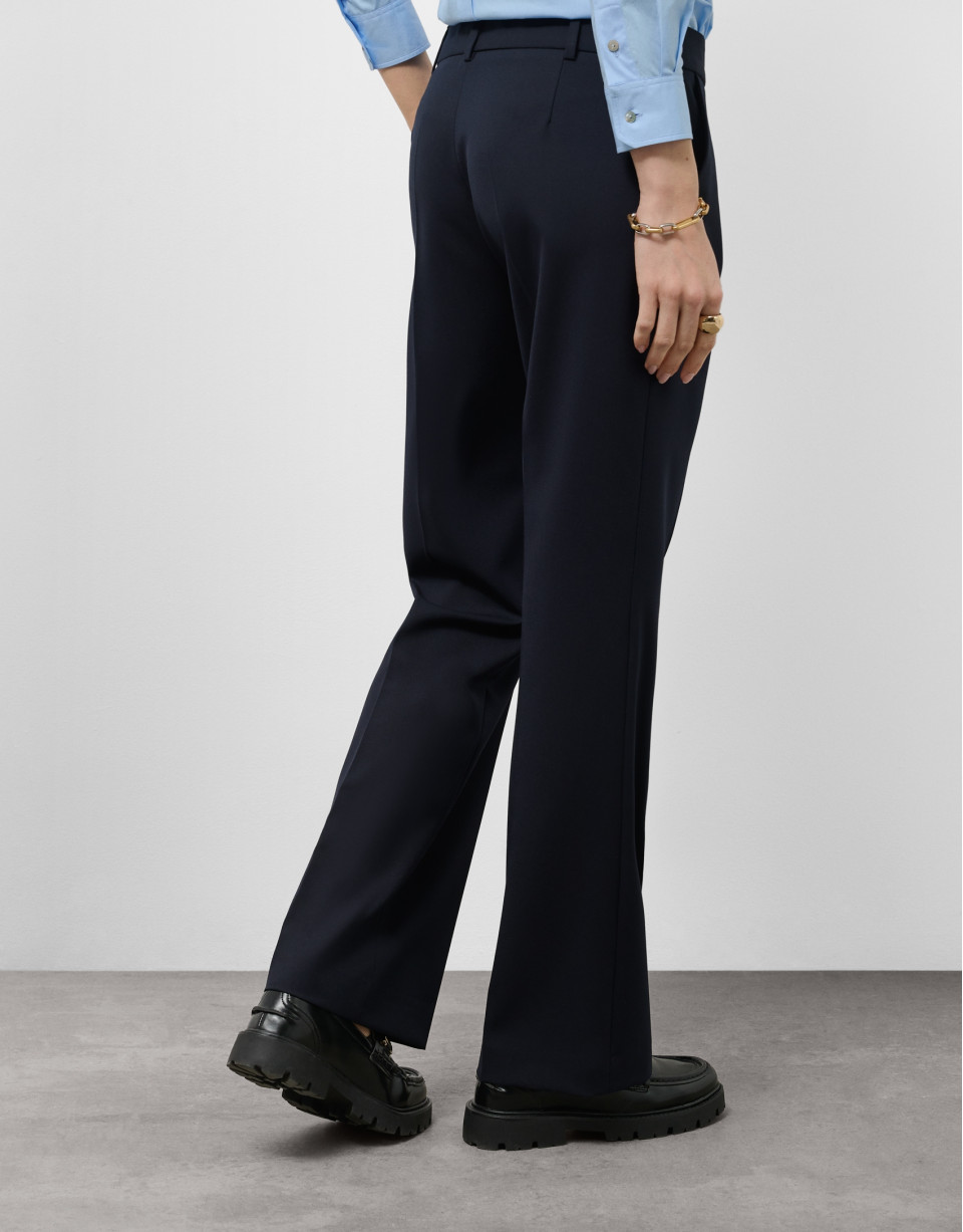 Night blue straight trousers - Woman - SS2025 | Roberto Verino