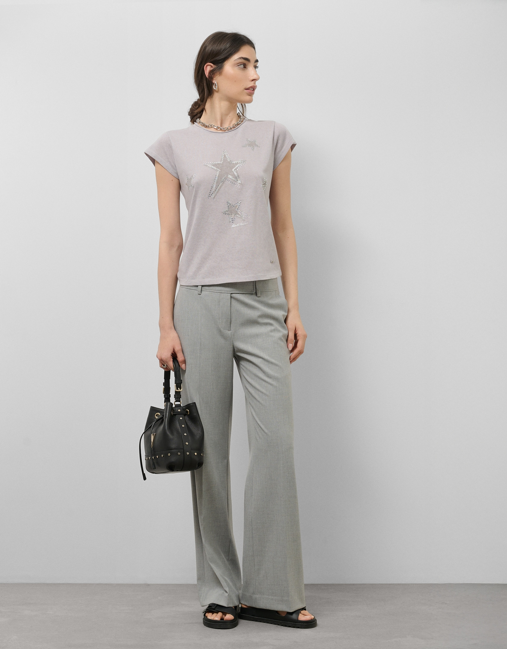 Straight gray trousers - Woman - SS2025 | Roberto Verino