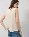 Beige fluid knit top with floral embroidery | Roberto Verino