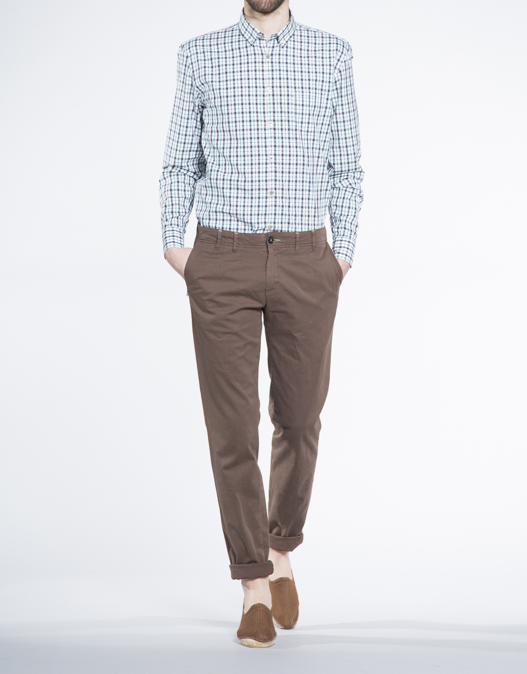 Beige twill sports pants