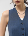 Men's tailored vest in fresh wool navy blue ... | Roberto Verino