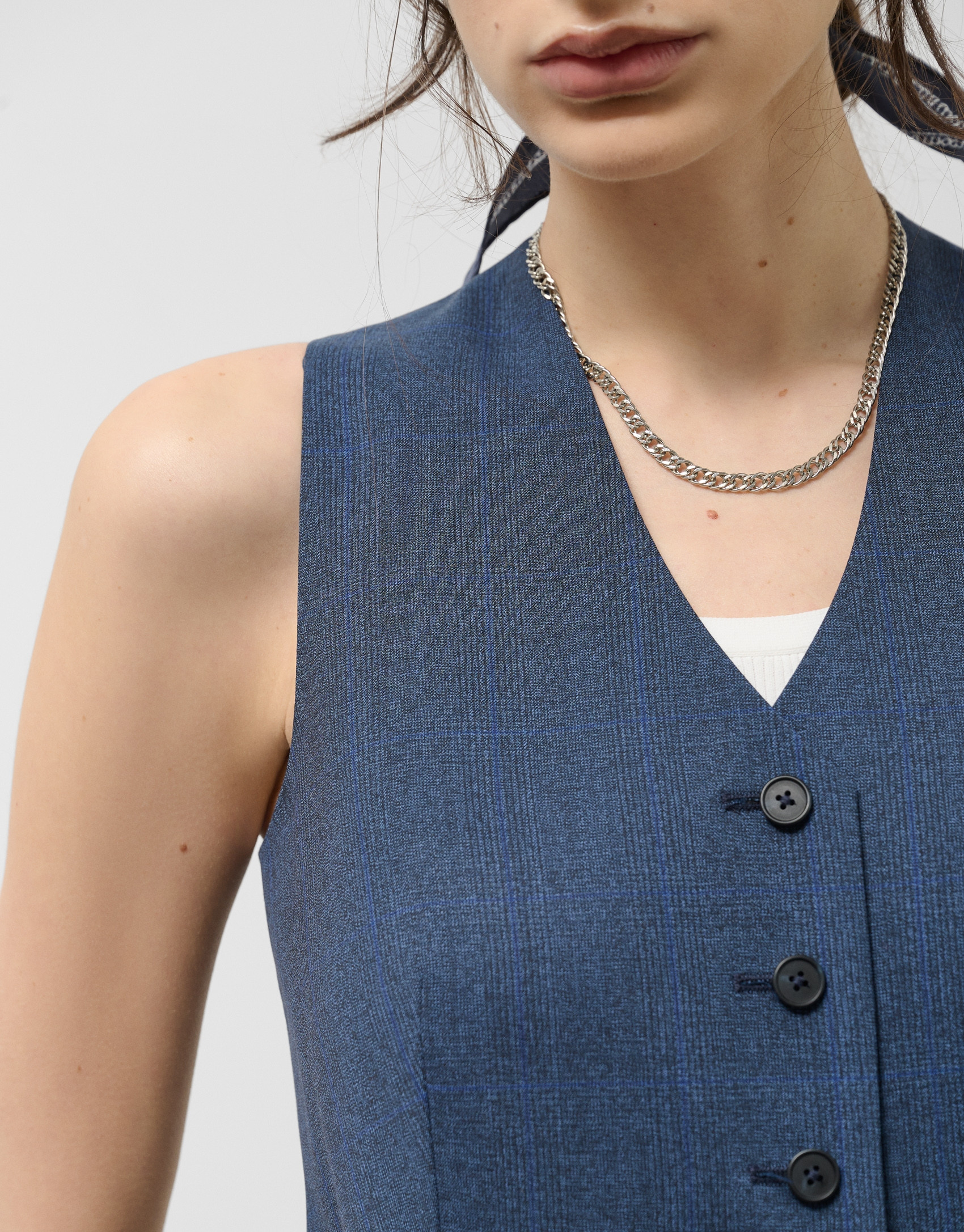Men's tailored vest in fresh wool navy blue ... | Roberto Verino