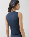 Men's tailored vest in fresh wool navy blue ... | Roberto Verino