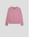 Pink cable knitted wool/cotton ribbed cardigan | Roberto Verino